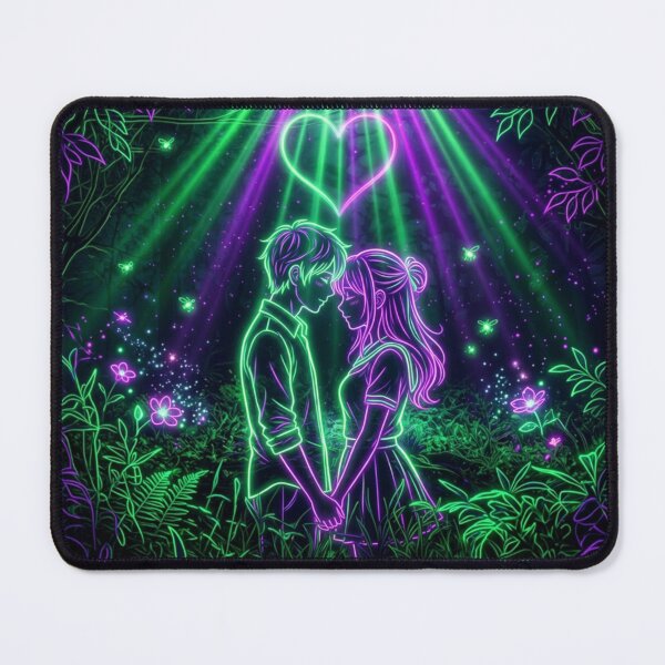 Item preview, Neon Love Couple Purple Green Glow Heart Holding Hands Romantic Design designed and sold by DervoTeck2767.