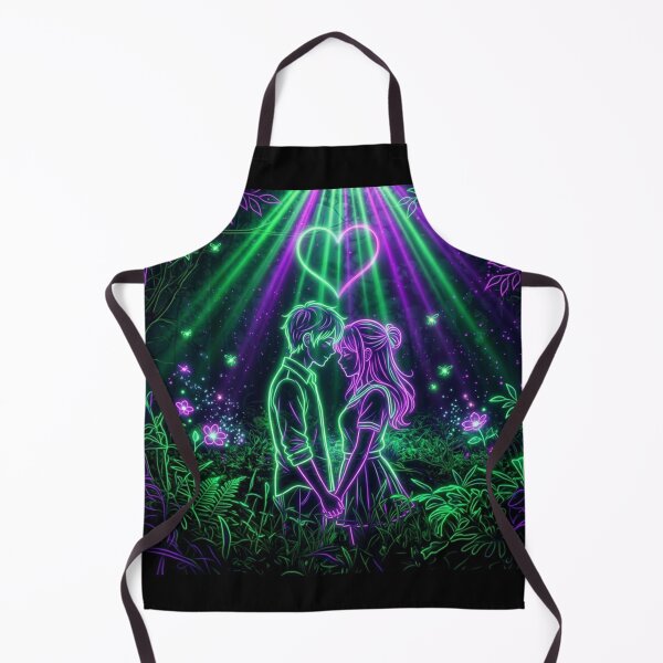 Artikelvorschau, Neon Love Couple Purple Green Glow Heart Holding Hands Romantic Design entworfen und verkauft von DervoTeck2767.