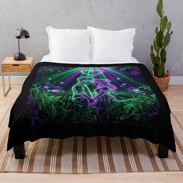 Item preview, Neon Love Couple Purple Green Glow Heart Holding Hands Romantic Design designed and sold by DervoTeck2767.