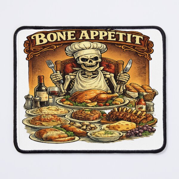 Item preview, Bone Appetit Skeleton Chef Feast Food Lover Funny Kitchen designed and sold by NicheThreadCo.