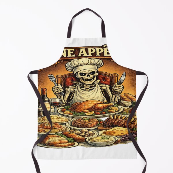 Item preview, Bone Appetit Skeleton Chef Feast Food Lover Funny Kitchen designed and sold by NicheThreadCo.