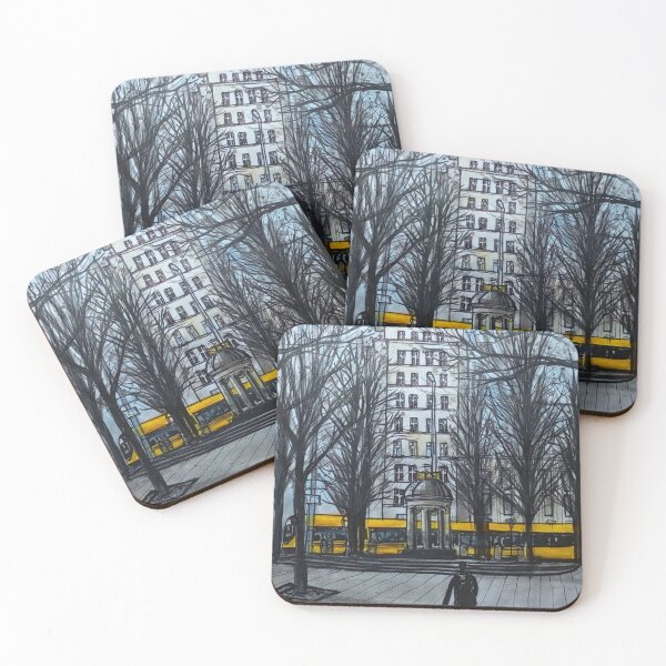 Item preview, Albertplatz Winter Light – Dresden Neustadt Tram Urban Sketch designed and sold by UMA Urban Sketch.