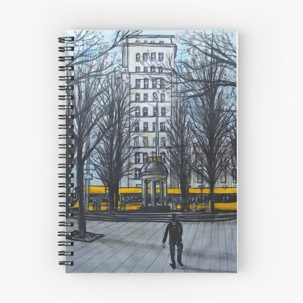 Item preview, Albertplatz Winter Light – Dresden Neustadt Tram Urban Sketch designed and sold by UMA Urban Sketch.