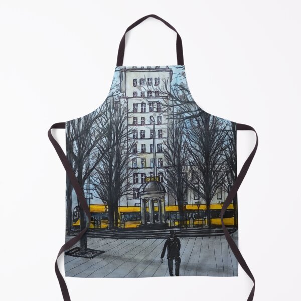 Item preview, Albertplatz Winter Light – Dresden Neustadt Tram Urban Sketch designed and sold by UMA Urban Sketch.