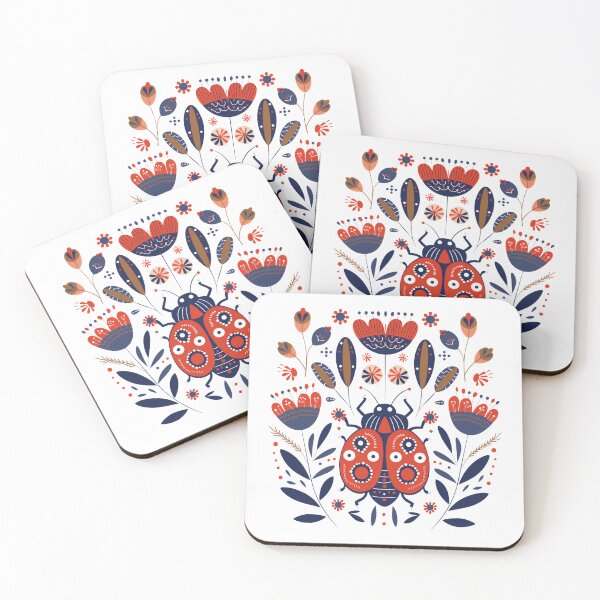 Item preview, Scandinavian Folk Art, Ladybug With Flowers designed and sold by xiao xuans.