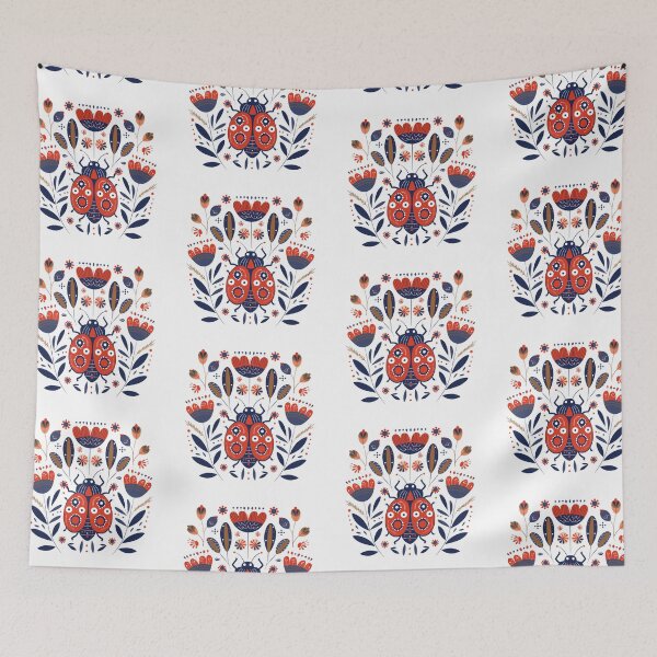 Item preview, Scandinavian Folk Art, Ladybug With Flowers designed and sold by xiao xuans.