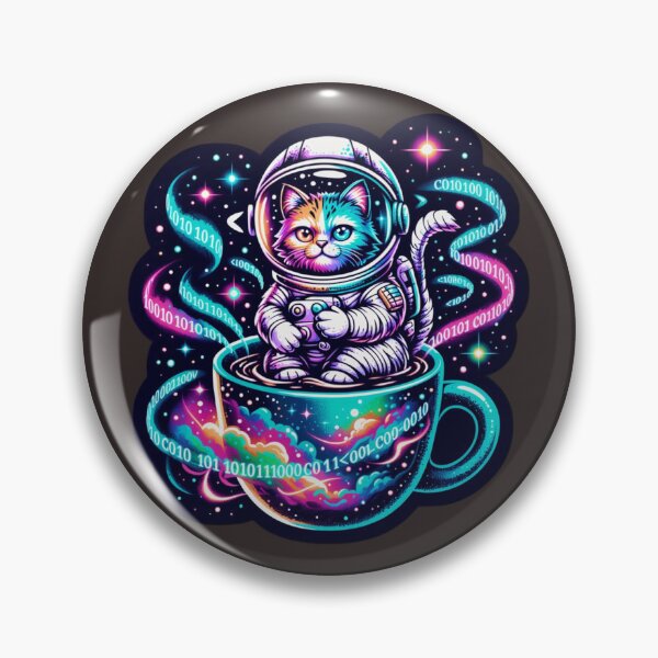 Item preview, Cosmic Galaxy Cat Programmer Coffee Mug Neon Tech Sticker designed and sold by Barkashow.