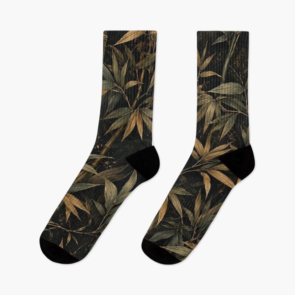 Item preview, Elegant Dark Gold and Green Bamboo Pattern designed and sold by ColorFindsEs.