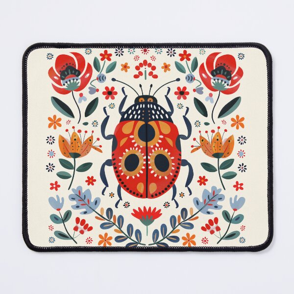 Item preview, Scandinavian Folk Art, Ladybug With Flowers designed and sold by xiao xuans.