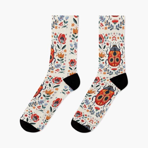 Item preview, Scandinavian Folk Art, Ladybug With Flowers designed and sold by xiao xuans.