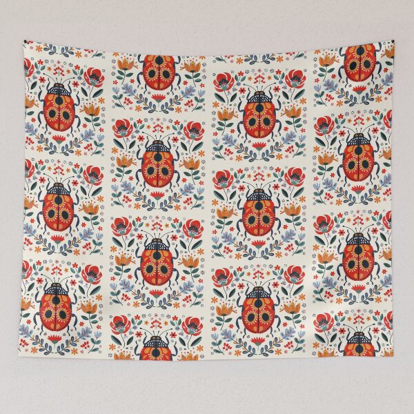 Item preview, Scandinavian Folk Art, Ladybug With Flowers designed and sold by xiao xuans.