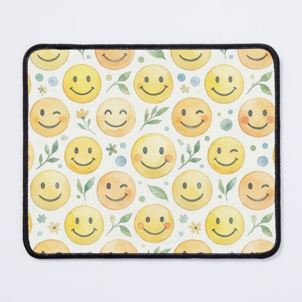 Item preview, Cute Watercolor Smiley Face and Leaves Pattern designed and sold by ColorFindsEs.