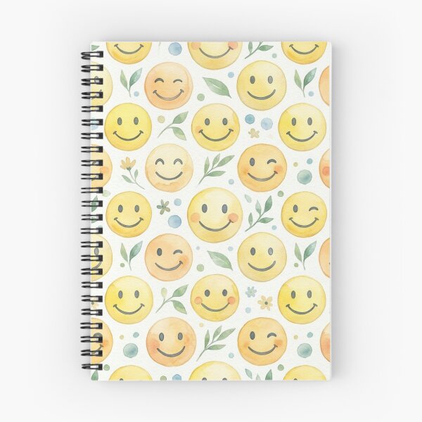 Item preview, Cute Watercolor Smiley Face and Leaves Pattern designed and sold by ColorFindsEs.