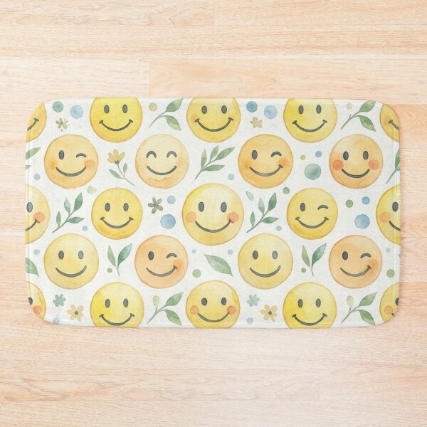 Item preview, Cute Watercolor Smiley Face and Leaves Pattern designed and sold by ColorFindsEs.