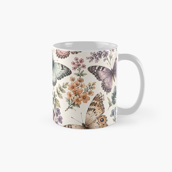 Item preview, Vintage Watercolor Butterfly and Floral Pattern designed and sold by ColorFindsEs.