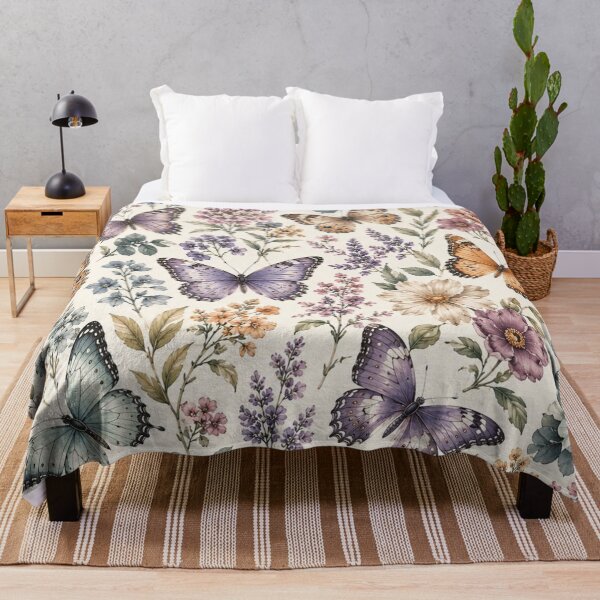 Item preview, Vintage Watercolor Butterfly and Floral Pattern designed and sold by ColorFindsEs.