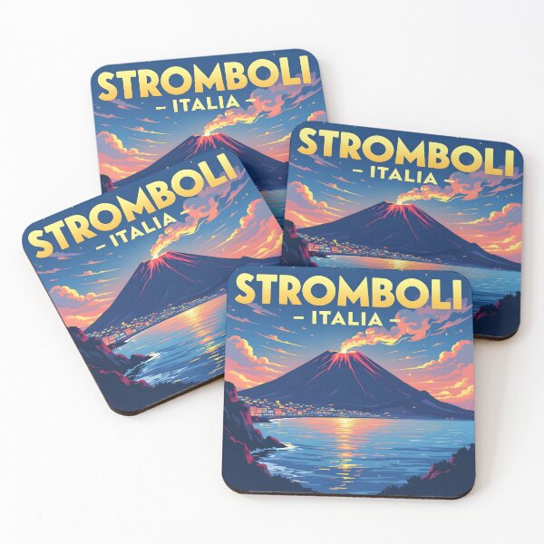 Item preview, Stromboli, Aeolian Islands, Italy: Vintage-Style Painterly Travel Poster designed and sold by LSVart.