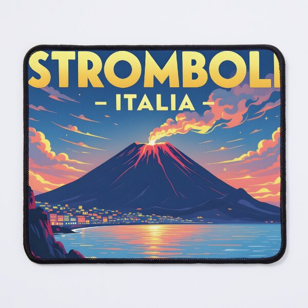 Item preview, Stromboli, Aeolian Islands, Italy: Vintage-Style Painterly Travel Poster designed and sold by LSVart.