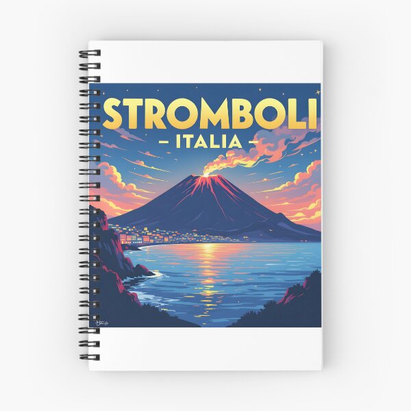 Item preview, Stromboli, Aeolian Islands, Italy: Vintage-Style Painterly Travel Poster designed and sold by LSVart.