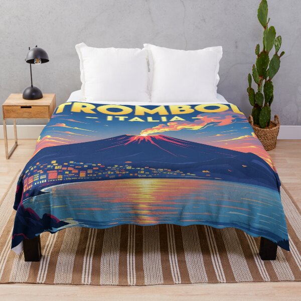 Item preview, Stromboli, Aeolian Islands, Italy: Vintage-Style Painterly Travel Poster designed and sold by LSVart.