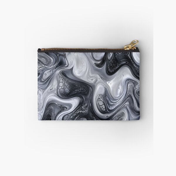 Item preview, Monochrome Silver and Black Fluid Pour Pattern designed and sold by ColorFindsEs.