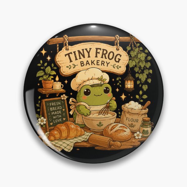 Item preview, Tiny Frog Bakery Cozy Cottagecore Frog Baking Bread designed and sold by MartBook.