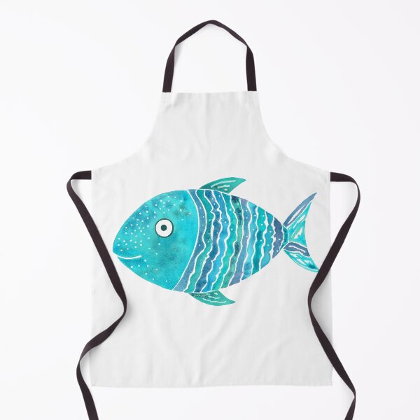 Item preview, Aqua Striped Fish Watercolor  designed and sold by AlinaArt&Design.