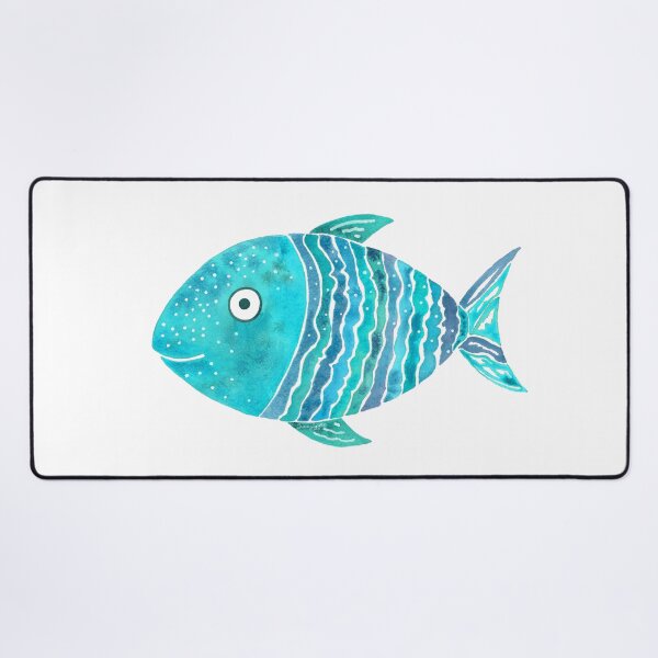 Item preview, Aqua Striped Fish Watercolor  designed and sold by AlinaArt&Design.