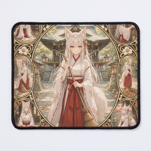 Item preview, Detailed Kitsune Miko and Shrine Life Portrait designed and sold by tenpu-biyori.