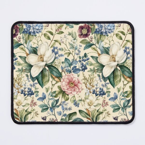 Item preview, Vintage Magnolia and Hydrangea Botanical Pattern designed and sold by ColorFindsEs.