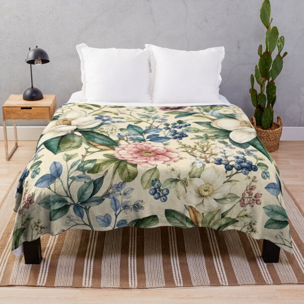 Item preview, Vintage Magnolia and Hydrangea Botanical Pattern designed and sold by ColorFindsEs.