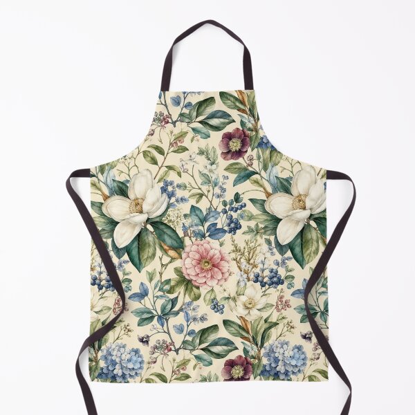 Item preview, Vintage Magnolia and Hydrangea Botanical Pattern designed and sold by ColorFindsEs.