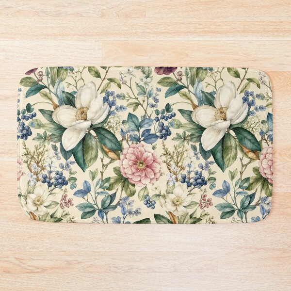Item preview, Vintage Magnolia and Hydrangea Botanical Pattern designed and sold by ColorFindsEs.