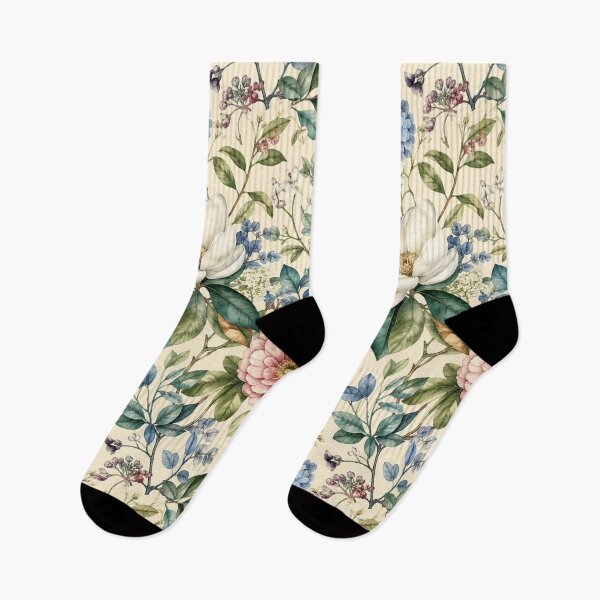 Item preview, Vintage Magnolia and Hydrangea Botanical Pattern designed and sold by ColorFindsEs.