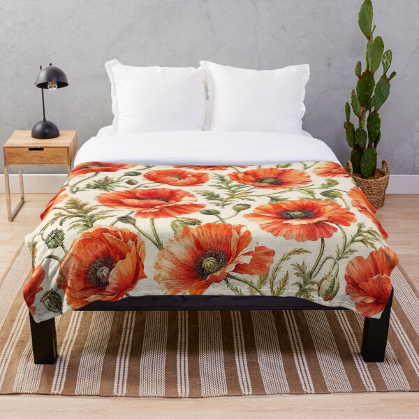 Item preview, Vintage Botanical Red Poppies Seamless Pattern designed and sold by ColorFindsEs.