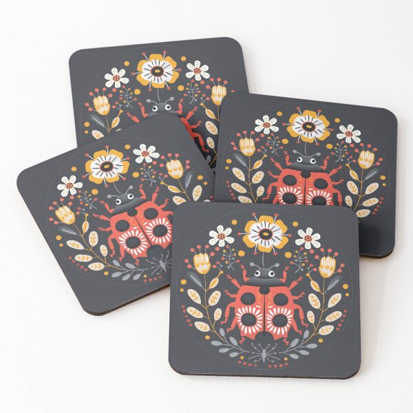 Item preview, Scandinavian Folk Art, Ladybug With Flowers designed and sold by xiao xuans.