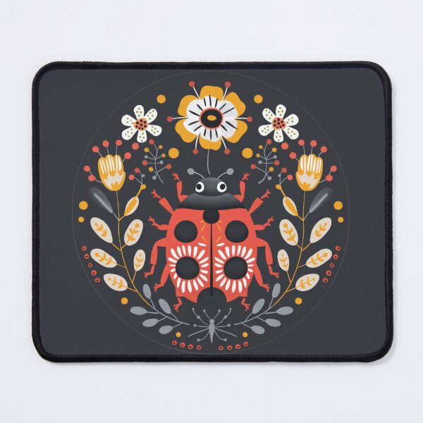 Item preview, Scandinavian Folk Art, Ladybug With Flowers designed and sold by xiao xuans.