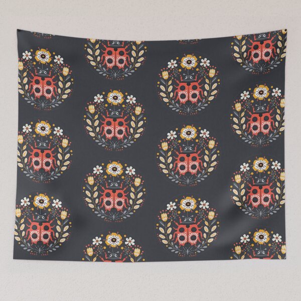 Item preview, Scandinavian Folk Art, Ladybug With Flowers designed and sold by xiao xuans.