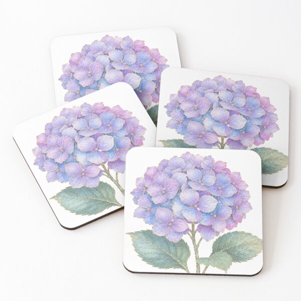 Item preview, Korean Hydrangea Botanical Watercolor Gold Line Art designed and sold by lita-lilith.