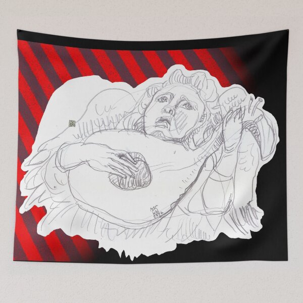 Item preview, Musical Angel with Mandolin (Original Crayon Drawing by ACCI) designed and sold by VanyssaGraphics.