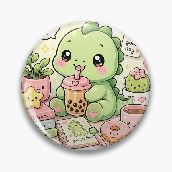 Item preview, Cute Kawaii Dino Bubble Tea Sticker designed and sold by PixelMood Stickers.