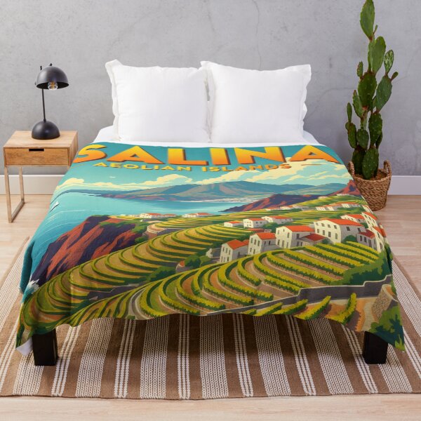 Item preview, Salina, Sicily, Italy: Vintage-Style Painterly Travel Poster designed and sold by LSVart.