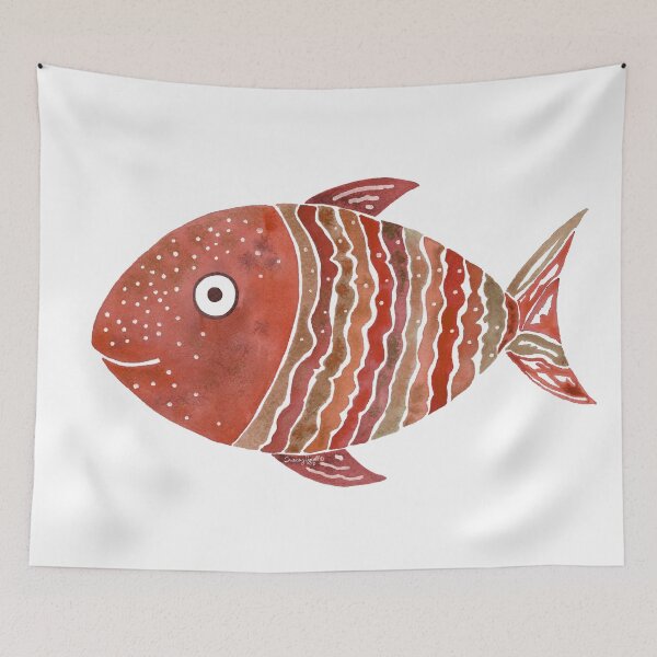 Item preview, Cinnamon Striped Fish Watercolor  designed and sold by AlinaArt&Design.