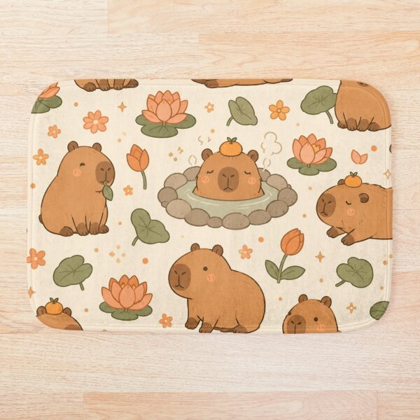 Item preview, Chill Capybara Spa Day Kawaii Pattern designed and sold by ColorFindsEs.