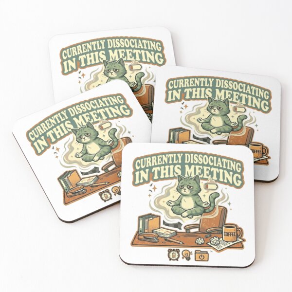 Item preview, Currently Dissociating In This Meeting – Funny Office Cat Meme designed and sold by Dada-arts.