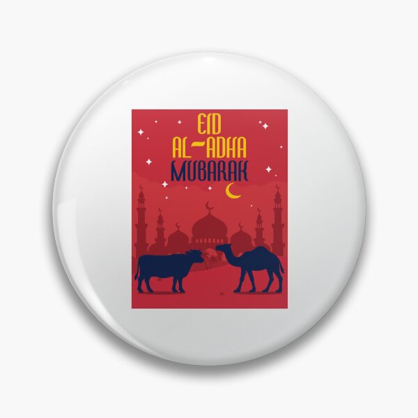Item preview, Eid al Adha Mubarak Greeting Poster with Mosque Silhouette, Crescent Moon, Camel and Cow Vector Illustration designed and sold by AtonuHaque.