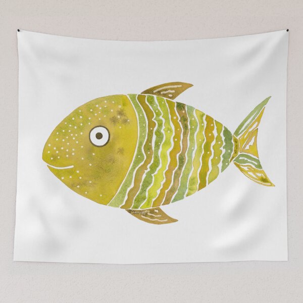 Item preview, Gold Striped Fish Watercolor  designed and sold by AlinaArt&Design.