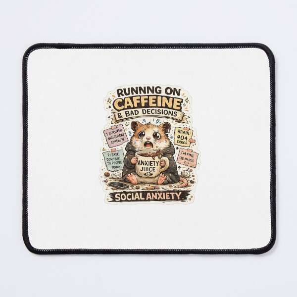 Item preview, Social Anxiety Hamster Funny Meme Sticker | Running on Caffeine & Bad Decisions designed and sold by RohitPrints.