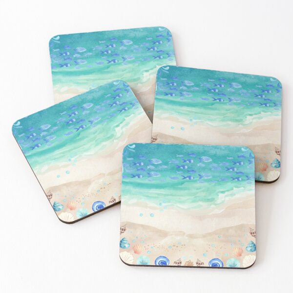 Item preview, Watercolor Ocean Beach Sea Shells Pattern designed and sold by Cherry Emporium.