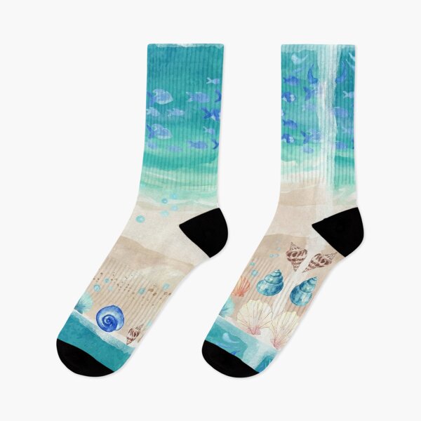 Item preview, Watercolor Ocean Beach Sea Shells Pattern designed and sold by Cherry Emporium.